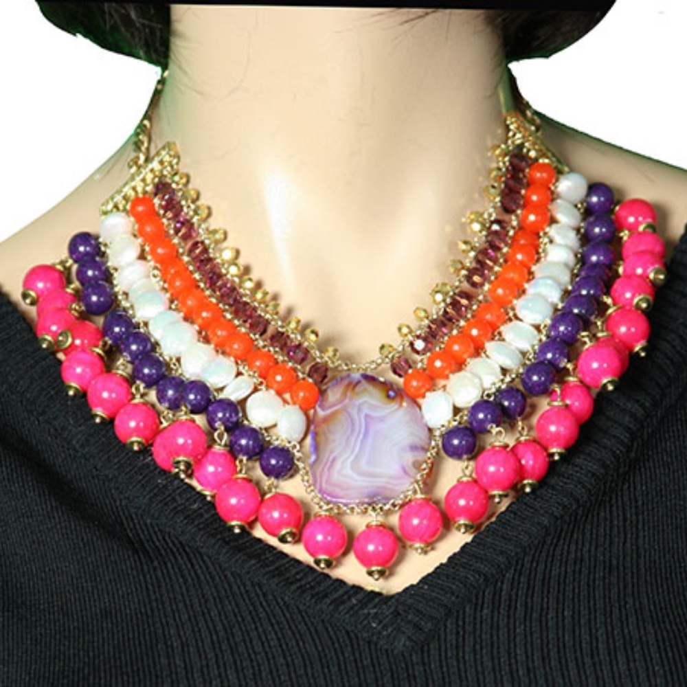 Designer multicolor beaded necklace